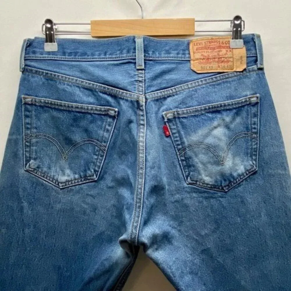 Vintage Levi’s 501XX Blank Tab Jeans Men's 34x31Blue Hemmed 30